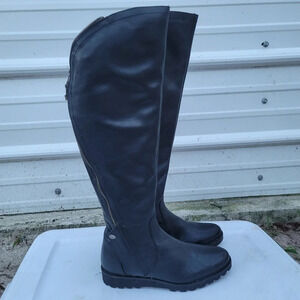 Ronsons Leather Black Zipper Back Detail Knee Height Boots Size EU 37 US 7